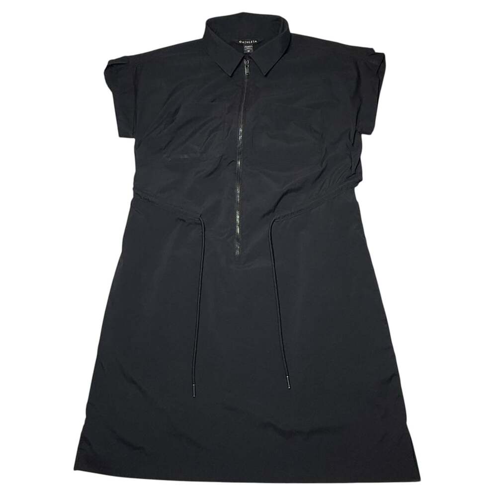 Athleta Topspin Dress Size XS Black Short Sleeve Travel Midi